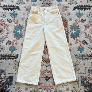 SEZANE NWT Le Crop Organic Cotton Wide Leg Jean in Mottled Ecru Size 36/4